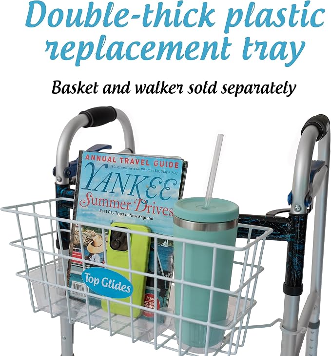 Heavy Duty Clear Plastic Insert/Tray/Cup Holder for Walker Basket