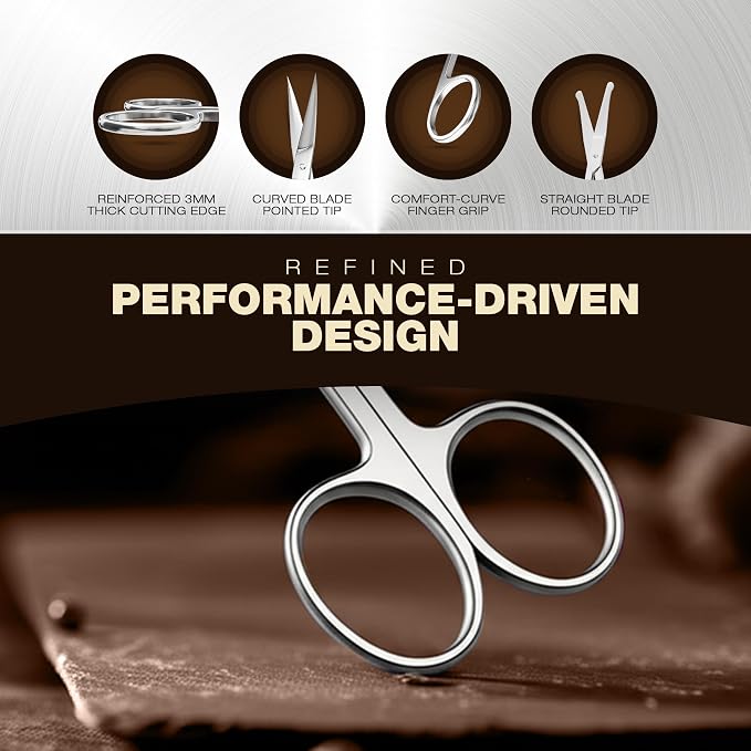 Utopia Care Eyebrow Scissors, Professional Stainless Steel Small Shears for Men and Women, Nose Hair Scissors for Grooming Mustache, Beard, Eyelashes, Ear Hair Trimming, Silver