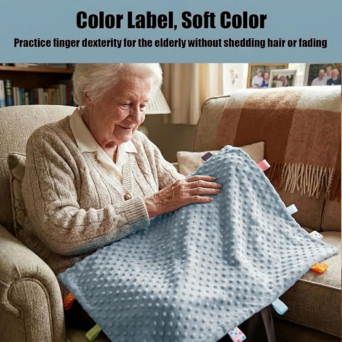 Fidget Blanket for Adults with Dementia, Sensory Blanket Mat for Alzheimers Patients, Dementia Activites for Senior, Gift for Dementia Patients,Sensory Toys for Autism (Lake Blue)