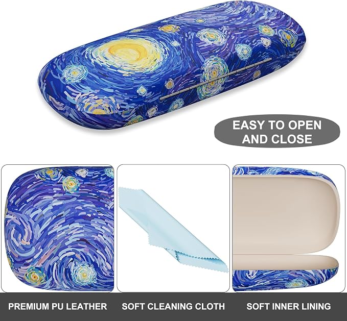 Eyeglasses Case, Portable Hard Shell Protective Case for Glasses, Eyeglass Holder Box for Women with Cleaning Cloth