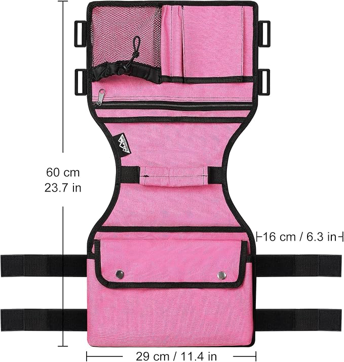 supregear Walker Side Bag, Storage Pouch w/Cup Holder for Folding Walker, Waterproof Caddy Basket for Side Bar Accessory Attachment for Seniors Elderly, Double Sided Organizer