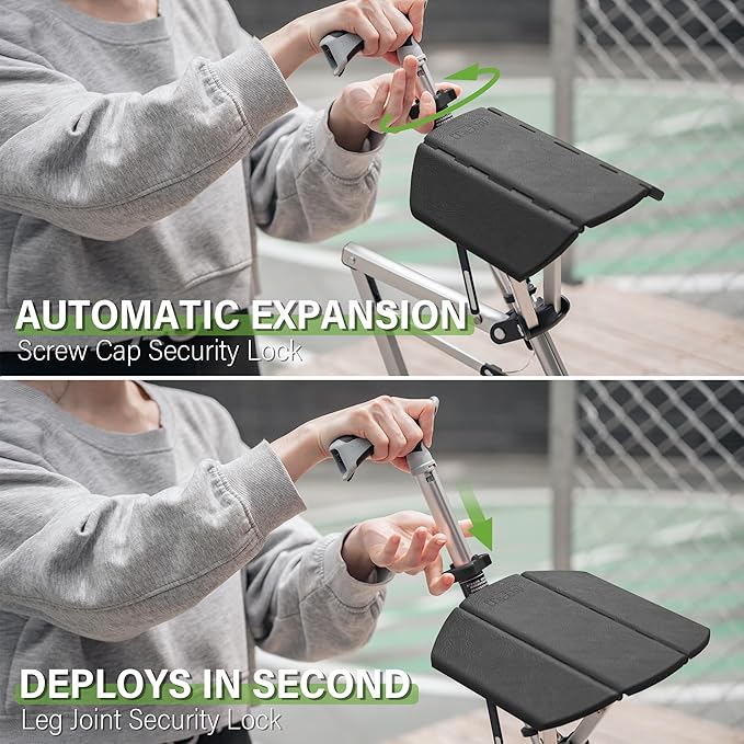 STEP2GOLD Ta-Da Chair, Portable Trekking Hiking Pole, Folding Walking Stick with Seat, Walking Cane with Chair, Foldable Chair, Lightweight Aluminum, Easy Carry and Storage, Anti-Slip