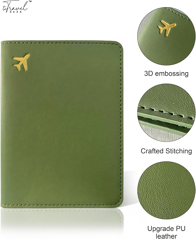Passport Holder for Travel Essentials,RFID Blocking Passport Cover Case for Travel Accessories,Travel Wallet for Women Men (Army Green)