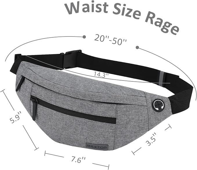 Grey Sling Bag for Women Men Gifts for Enjoy Travel Hands-Free Fanny Pack | Polyester,4-Zipper Pocket, Adjustable Waist Bag for Workout Traveling Casual Festival