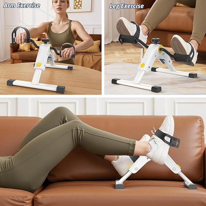 Folding Exercise Bike Pedal Exerciser Portable Desk Bike with LCD Display for Arms and Legs Workout