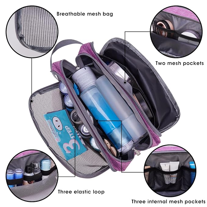 WANDF Travel Toiletry Bag for Men, Small Dopp Kit for Toiletries | Water-Resistant Fabric, Travel Bag for Toiletries, Compact Storage, Shaving Accessories, Weekend Trips