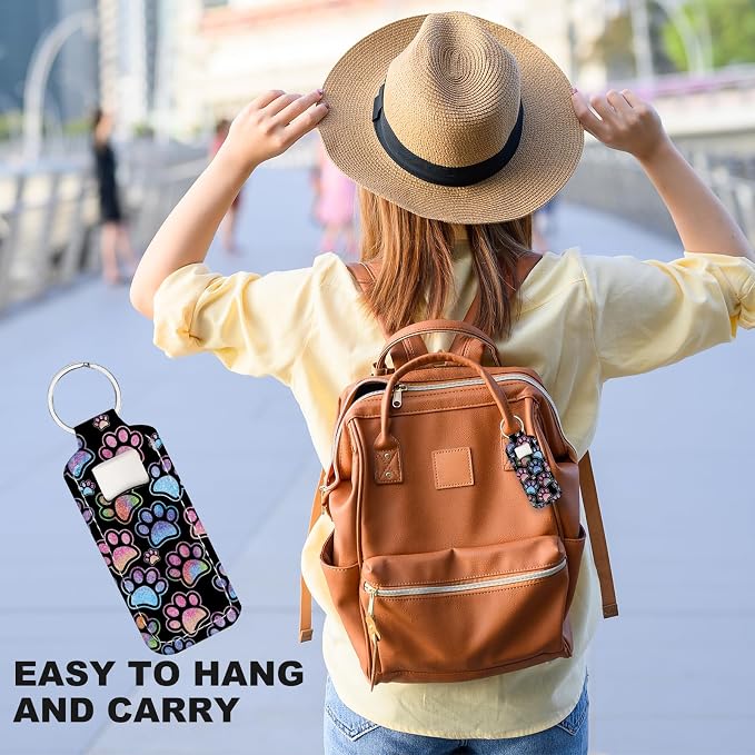 Cute Chapstick Holder Keychain,Lipstick Neoprene Clip-on Lip Balm Holder for Woman