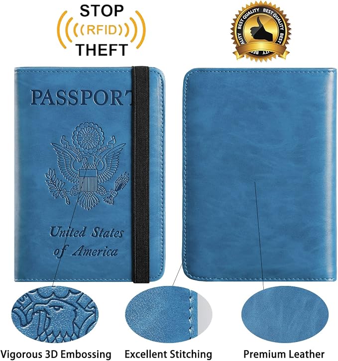 Passport Holder, Travel Essentials, Passport Cover, RFID Travel Wallet | Passport Wallet, Travel Accessories, RFID Blocking, Synthetic Leather Card Case, International Must Haves, For Women Men
