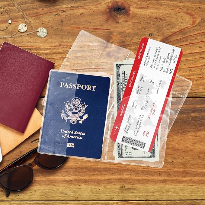 7 Pcs Clear Passport Protector Holder Passport Cover Vinyl ID Protector | Waterproof, Plastic, For Travel Document Credit Card