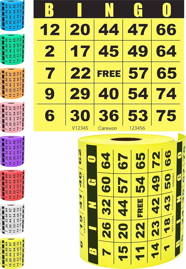 250 Bingo Cards, Large 4.5 x 4.5 Inch, Yellow, Paper Bingo Sheets | 8 Color Options, Premium Cardstock, Disposable with Daubers or Reusable with Chips — Proudly Made in USA