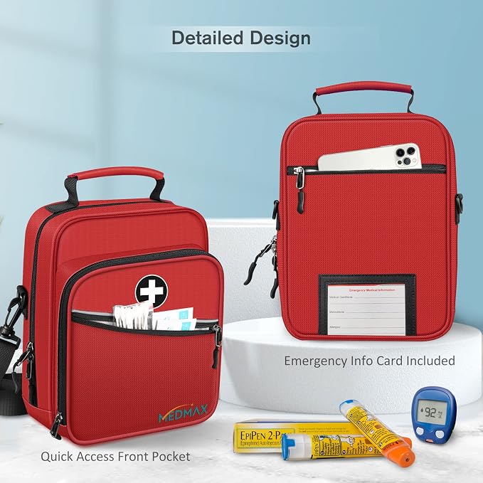 MEDMAX Insulin Cooler EpiPen Carrying Case Insulated with Shoulder Strap | Travel Medication Diabetes Supplies Organizer Bag for Asthma Inhaler, Auvi-Q, Allergy Medicine Essentials