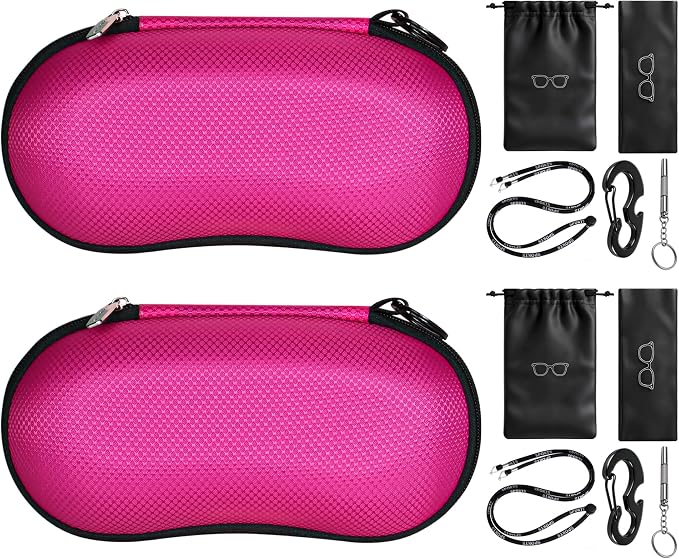 RayLove Sunglasses Case Hard Shell (2Pack), Crush Resistant Eyeglass Case with Zipper, Lightweight Sunglasses Travel Case