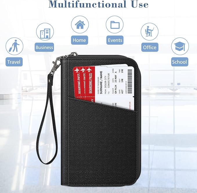 FINTIE Family Passport Holder Wallet Travel Document Organizer Clutch Bag | RFID Blocking Credit Cards Case Cover for Women Men