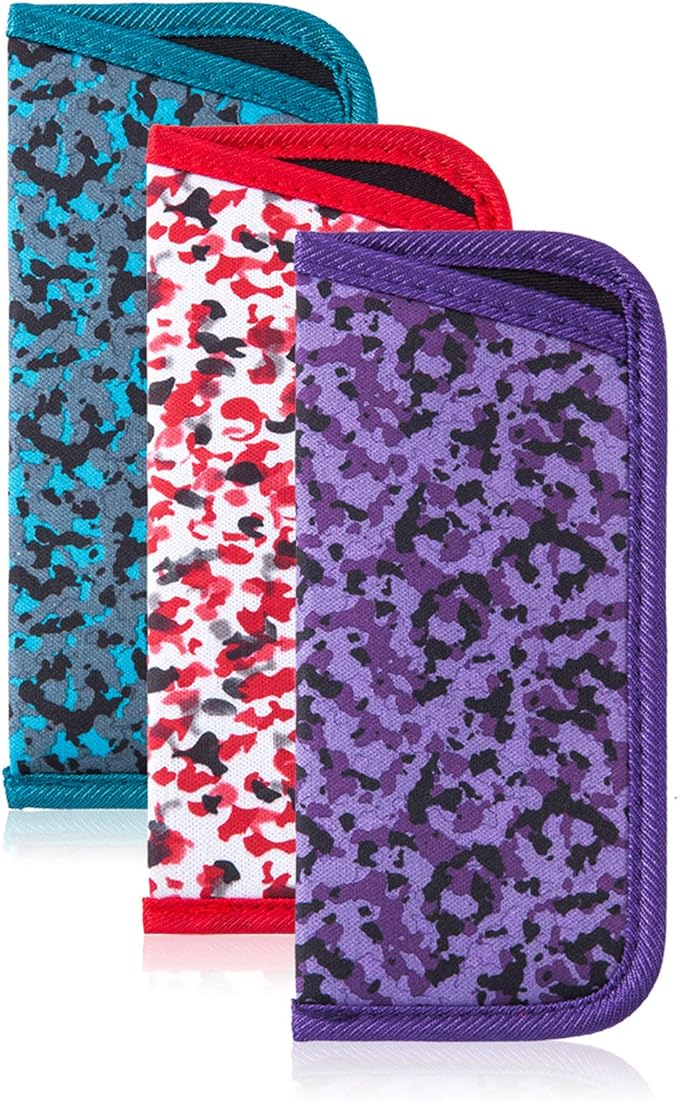 TRIUMPH VISION Reading Glasses Pouch Eyeglass Sleeve Soft Case Slim 3 Pack | Alternative to Bulky Case Lightweight，Neoprene Lined Padded Protect Optical lens Slip in, Cute Pattern Portable for Daily Use