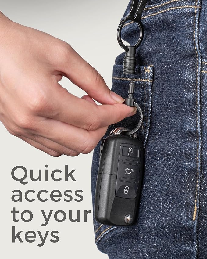 FEGVE Titanium Quick Release Keychain, Detachable Pull Apart Key Chain | Easy Access, Tangle-Free 360° Swivel, Rustproof and Durable, for Valet Car Home Key Storage