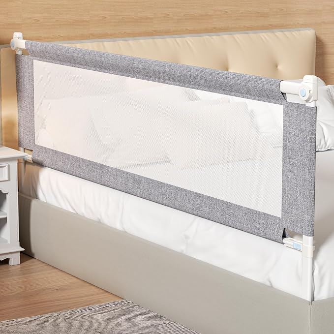 Bed Rail for Toddlers,1-Piece Height Adjustable Bed Guard Rail for Toddlers, Kids Safety Guard Rails for Twin Full Queen King Size (Gray, 1 Piece Side:74.8")