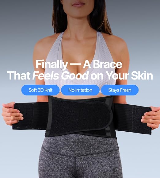 Ultra Thin Adjustable Back Brace for Men & Women - Flexible Supportive Lower Back Pain Relief with Breathable Dual-Tension Straps & Industrial Grip for Sciatica, Scoliosis, Herniated Disc, S