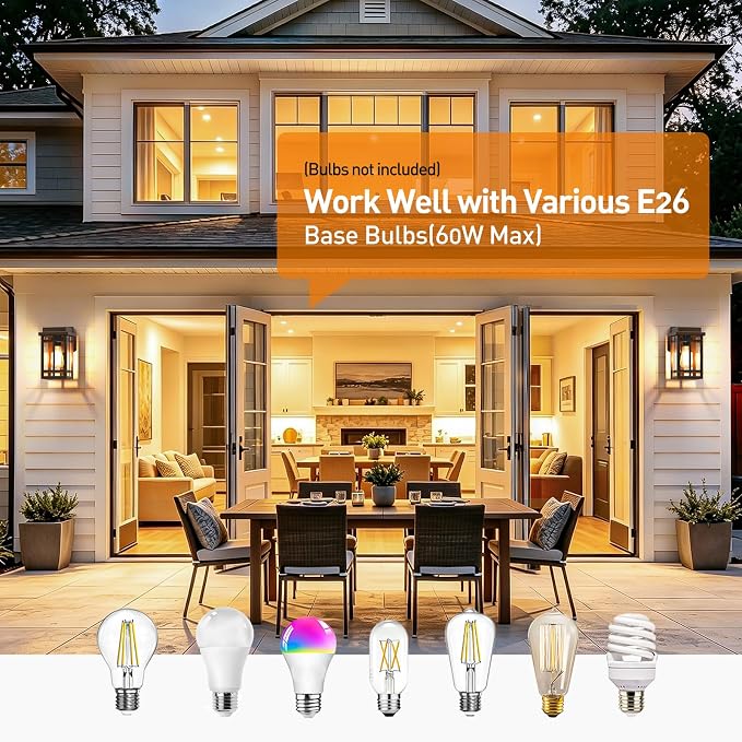 9.76'' Outdoor Wall Light Fixtures 2 Packs, Porch Lights Lantern | Waterproof Exterior Modern Brown Wall Mount Lighting, Anti-Rust E26 Outside Scones for House Front Door Garage, 2 Packs