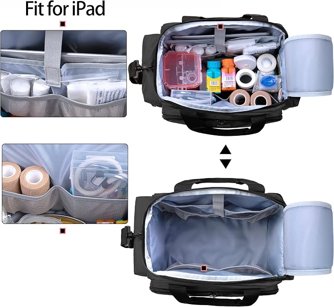 Trunab Home Health Nurse Bag Medical Bag Organizer with Handle | with Shoulder Strap for Home Visit, Travel, Nursing Student