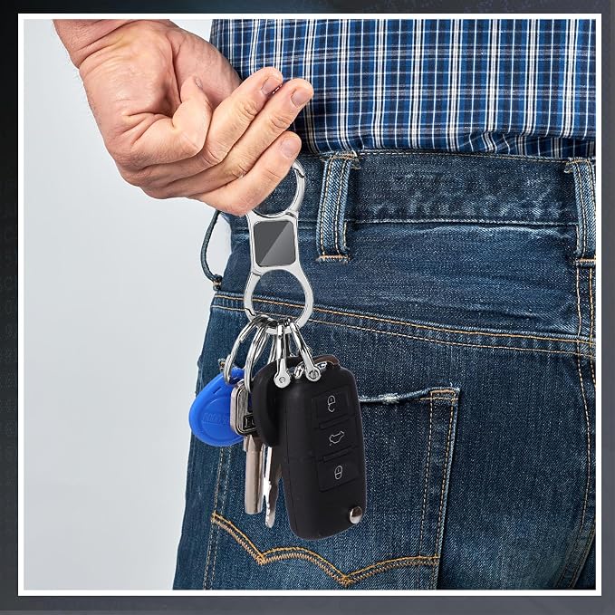 Yaocom 2 Pcs Keychain Quick Release Spring with 8 Stainless Key Rings and 4 D Rings Detachable Car Key Chain Spring Clip