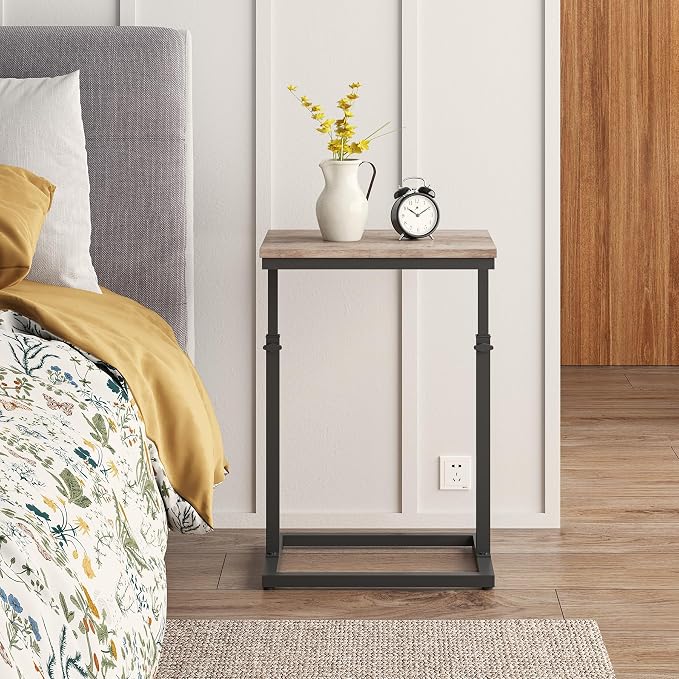 TUTOTAK End Table, Side Table, Tall Couch Table, Sofa Table | for Living Room, Bedroom, Greige TB01BG083P