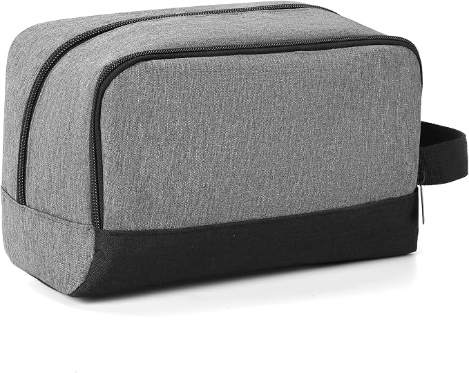Elviros Travel Toiletry Bag for Men Hanging Dopp Kit Shaving Bag Toiletries Organizer Small Toiletry Bag for Traveling (Grey&Black,Large)