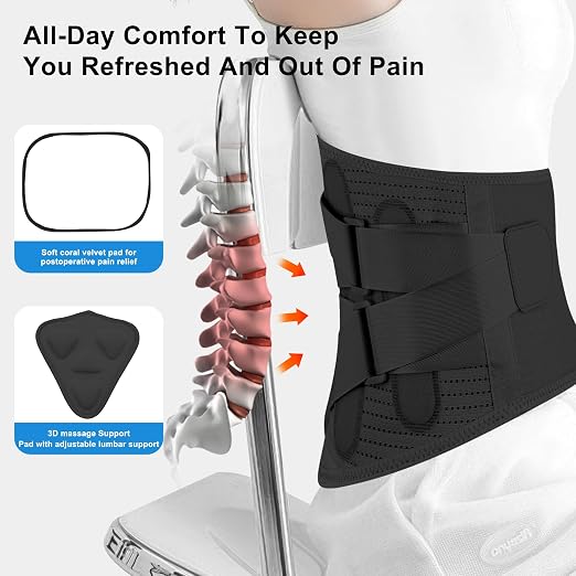 Back Support Brace for Women Lower Back Pain Relief Adjustable Lumbar Support Belt Breathable Mesh for Herniated Disc,Sciatica,Scoliosis with Removable 3D Pad Home Work Sports