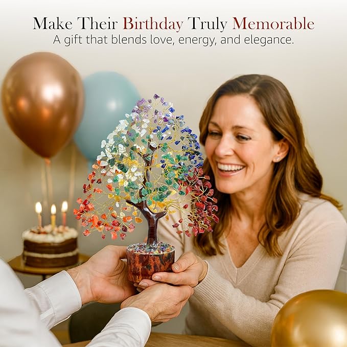 The Original 7 Chakra Crystal Tree Birthday Gifts for Women, Healing Crystal Tree of Life Sister birthday gifts Room & Home Decor Gift for Mom Her Valentine's Day Gift House Warming Gift Women unique