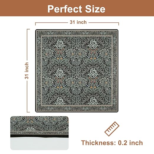 OJIA Floral Stair Treads Landing Mat Non-Slip Stair Runner for Wooden Steps | 31"x31" Indoor Carpet Stair Treads Maching Rug Staircase Step Treads for Kids, Elders and Dogs, Stair Covers, Black