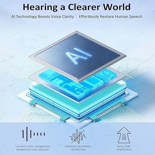 Hearing Aids Rechargeable Hearing Aids for Seniors with Moderate Hearing Loss, Hearing Amplifiers for Seniors with Noise Cancellation and Volume Control, Clear Sound Hearing Amplifiers, Black