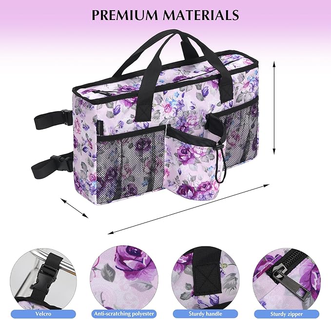 Walker Accessories for Folding Walker Seniors with Cup Holder Walker Bag Organizer Pouch Storage Buckle Carry Things