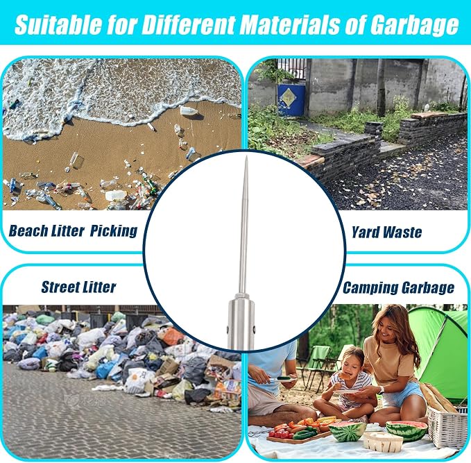 Trash Pickup Tool,48Inch Trash Picker Upper Grabber High-Duty Stainless Steels Tip Lightweight & Reinforcement Garbage Debris Nabber Litter Picker Grabber Durability Reacher Yard Stick
