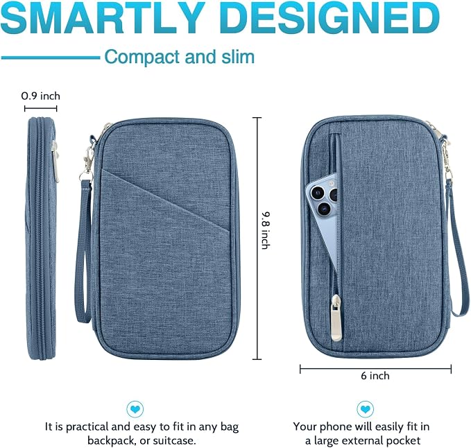 Passport Holder Family, Women Rfid Blocking Passport Wallet, Travel Essentials Premium Wallets, Waterproof Passport Holders Bag for Men Traveling, Travel Document Organizer Credit Cards Case