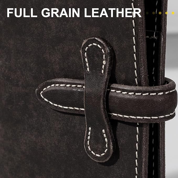 Leather Passport Holder for Travel,Passport Wallet,Dark Gray | RFID Blocking Card Slot,Top-Grain leather with Magic Buckle,Boarding Pass Pocket,Retro Style,Slim and Light-weight