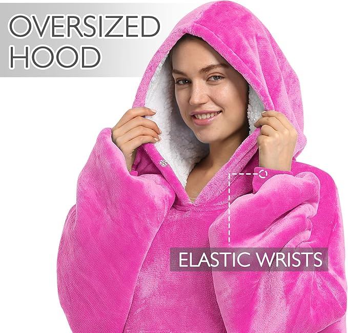 Catalonia Oversized Blanket Hoodie Sweatshirt, Wearable Sherpa Lounging Pullover for Adults Women Men