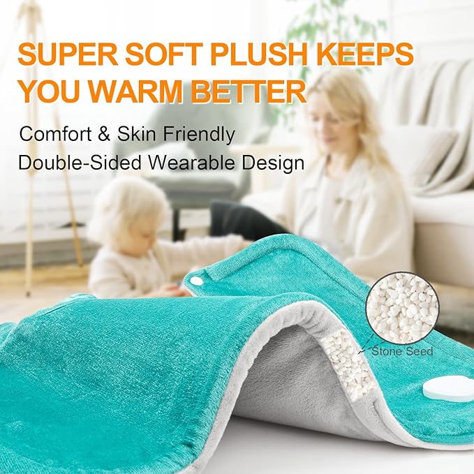 Heating Pad for Neck and Shoulders and Back, Christmas Gifts for Women Gifts for Mom Wife Men Dad, Mom Gifts for Christmas, Weighted Neck Heating Pads, 6 Heat Settings 4 Auto-Off,17"x23" Blue