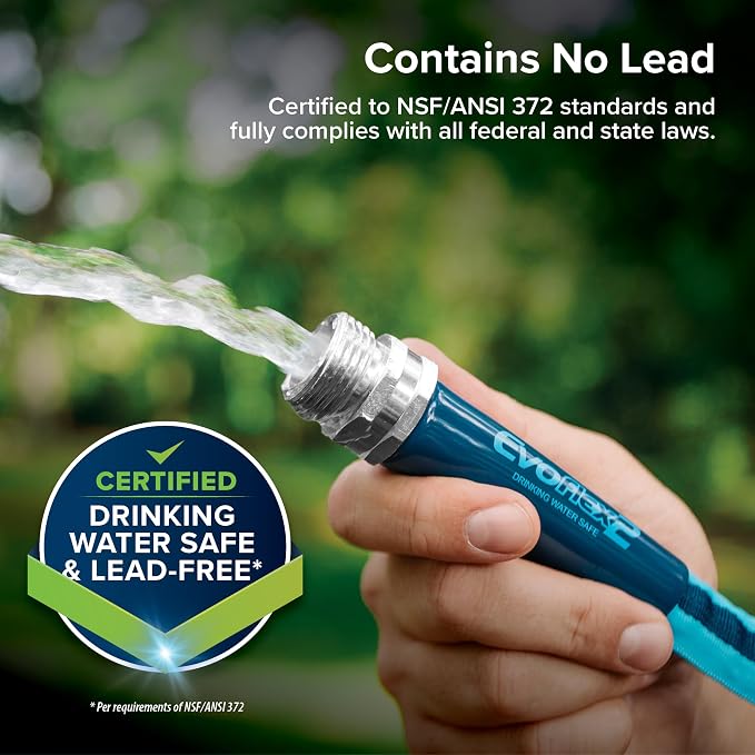 Camco EvoFlex2 50-ft Drinking Water Hose - RV Drinking Water Hose Reinforced with Fabric & Ultra Lightweight - Contains No Lead, No BPA & No Phthalate - Abrasion Resistant (22579) | Lead-free, BPA-free drinking water hose with flexible, anti-kink design