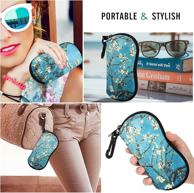 MoKo Sunglasses Soft Case Ultra Light Neoprene Zipper Eyeglass Case for Men Women