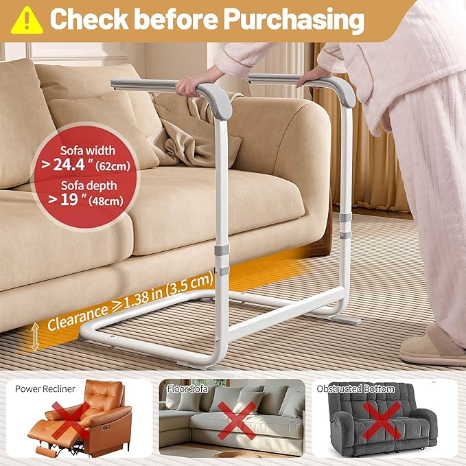 Stand Assist Aid for Elderly, Six-level Height Adjustable Chair Lift Assist Devices for Seniors, Universal Devices to Lift Elderly Off Floor, 21-inch Seat Width Standing Aids & Supports, Stand Up Rail