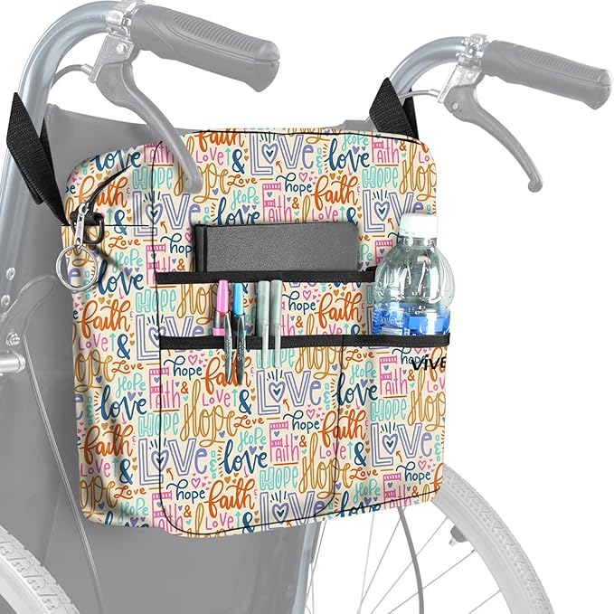 Vive Wheelchair Bag - Machine Washable, Double-Stitched, Water-Resistant Accessory Backpack for Rollators, Wheel Chairs, Walkers - Pouch with XL Pockets & Straps for Quick Installation