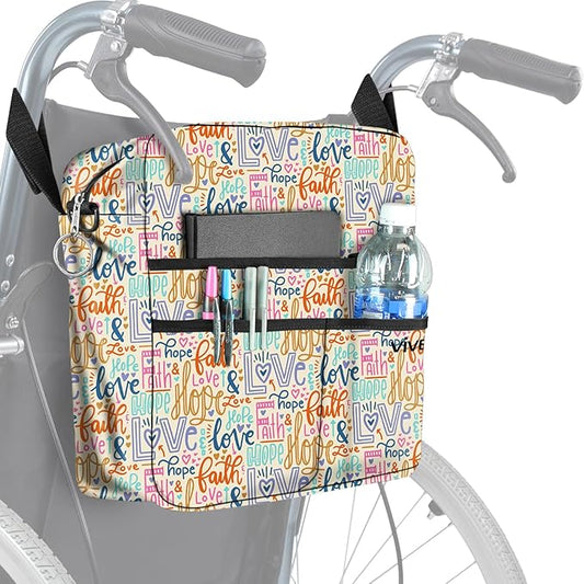 Vive Wheelchair Bag - Machine Washable, Double-Stitched, Water-Resistant Accessory Backpack for Rollators, Wheel Chairs, Walkers - Pouch with XL Pockets & Straps for Quick Installation