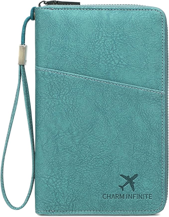 Family Passport Holder for Travel Women and Men RFID Blocking Passport Holder with Zipper Multi-functional Passport Wallet Passport Case Passport cover Travel Essentials