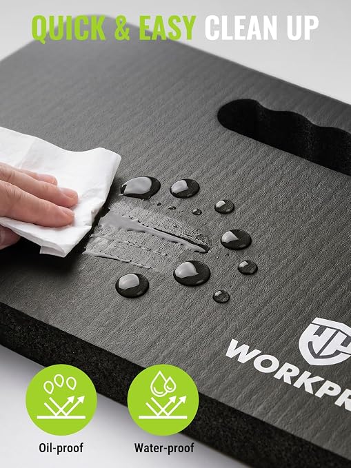 WORKPRO Extra Thick Kneeling Pad, 2-Pack, 17.5 x 11 x 1.5 in, Black & Blue | Soft NBR Foam Cushioning for Knee, Large Foam Kneeler Mat for Gardening, Bathing Baby, Exercise, Workout Supplies