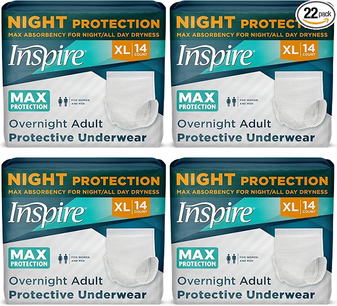 Inspire Adult Diapers Women or Men - MAX Absorbency | Our Most Absorbent and Dry, Incontinence Underwear for Women or Men | Leak Proof Diaper Overnight or Daytime for Heavy