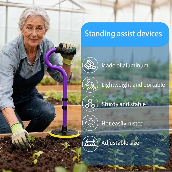 Mobility Aids Tool Device to Help Get up from Floor Standing Aids & Supports Assist Devices for Seniors, Standing Mobility Aid for Elderly Rising Indoors Garden Housework Bedroom Bathroom Matte Purple