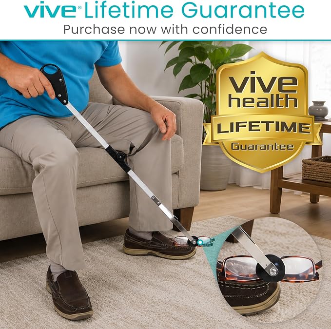 Vive Foldable Suction Reacher Grabber Tool for Elderly (1) - 32 Inches Long Reach Grabber Claw - Pick Up Grab Tool - Reachers for Disabled & Seniors Heavy Duty - Trash, Garbage, Cups Picker Assist | Reach Grabber Claw - Pick Up Grab Tool - Reachers for...