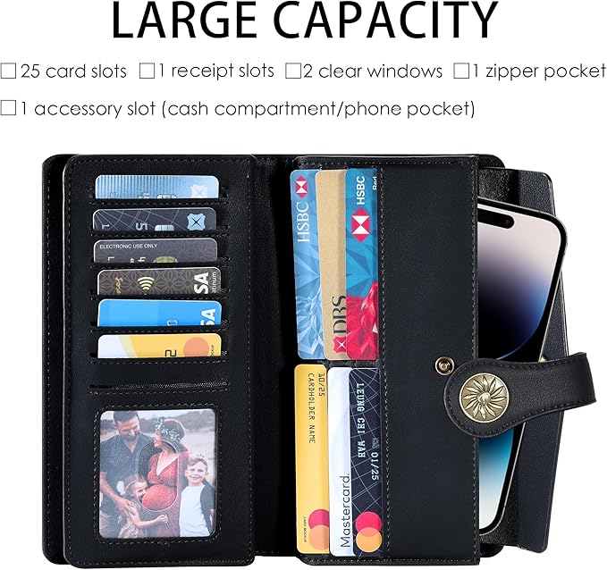 Travelambo Women's Wallet RFID Blocking Trifold Clutch Large Capacity Credit Card Holder Travel Purse | RFID