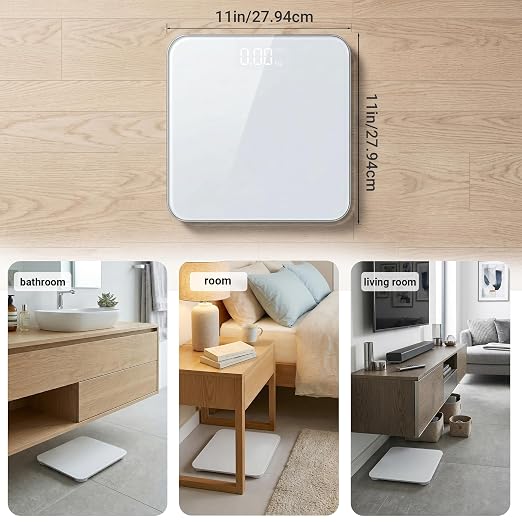 Digital Scale for Body Weight, Highly Accurate Bathroom Scale with Invisible LED Display & Step-On Technology, Shatter-Resistant Tempered Glass & Anti-Skid Base for Home Gym, 400 lbs