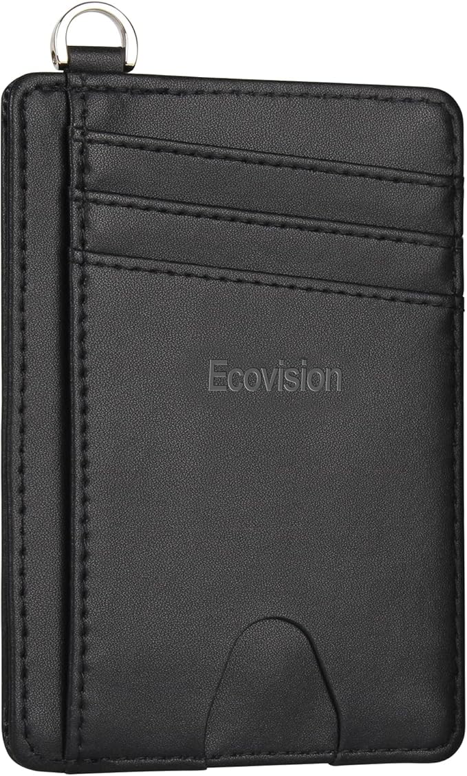 Slim Minimalist Front Pocket Wallet, RFID Blocking Credit Card Holder Wallet with Detachable D-Shackle for Men Women