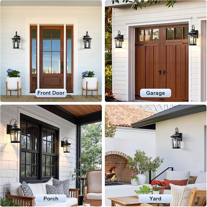 VIANIS Motion Sensor Outdoor Light fixtures Wall Mount, Large Anti-Rust Aluminum Outdoor Lantern, Black Waterproof Outside Wall Sconce for House, Modern Dusk to Dawn Exterior Lighting for Garage